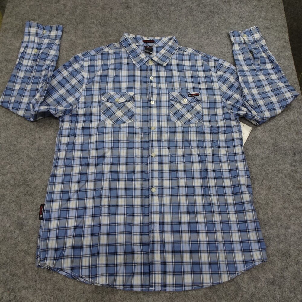 Enyce Button Up Shirt Mens Big 5X Blue Long Sleeve Classic Fit Cotton Plaid